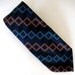 Vintage Mens Neck Tie Designer Silk Adolfo Black Orange Blue Green Geometric Squares