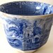 Vintage Cup Blue Transferware Staffordshire Antique Handle Less