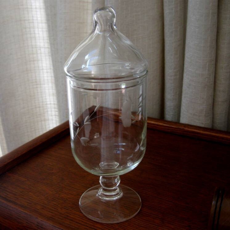 Vintage Candy Dish Princess House Crystal Etched Glass