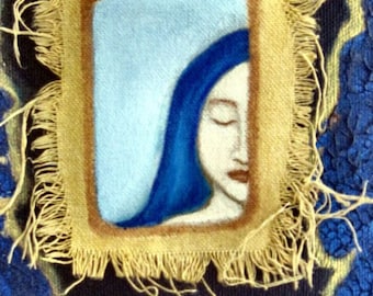 The Dreaming Window - Original Mixed Media Acrylic painting on canvas 8x10x.5