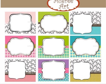 Digital clip artVintage flowers border and framemint