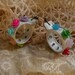 HAPPY rose assemblage earrings vintage tin hoop rainbow garden color splash funky