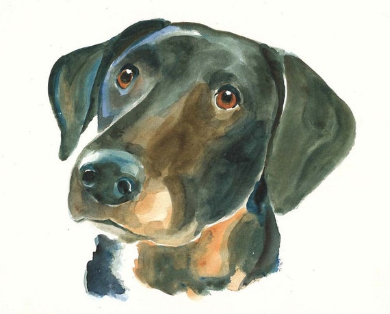 CUSTOM of your PET by DIMDI Original watercolor painting by dimdi