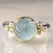 SALE - Carved Aquamarine Ring - 18k Gold and Sterling Silver - 10% OFF