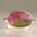 Rose Cut Watermelon Tourmaline Ring - 18k Gold and Sterling