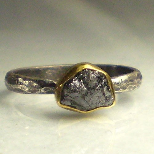 Raw Black Diamond Ring Natural, raw, uncut, conflict