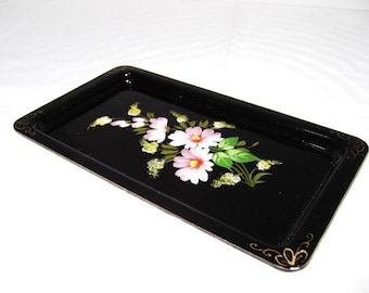 Vintage Tray, Hand Painted, Tole, Tiny Treasures, Beautiful Not So Shabby Chic, No Rust, Floral, Country Cottage, Sale