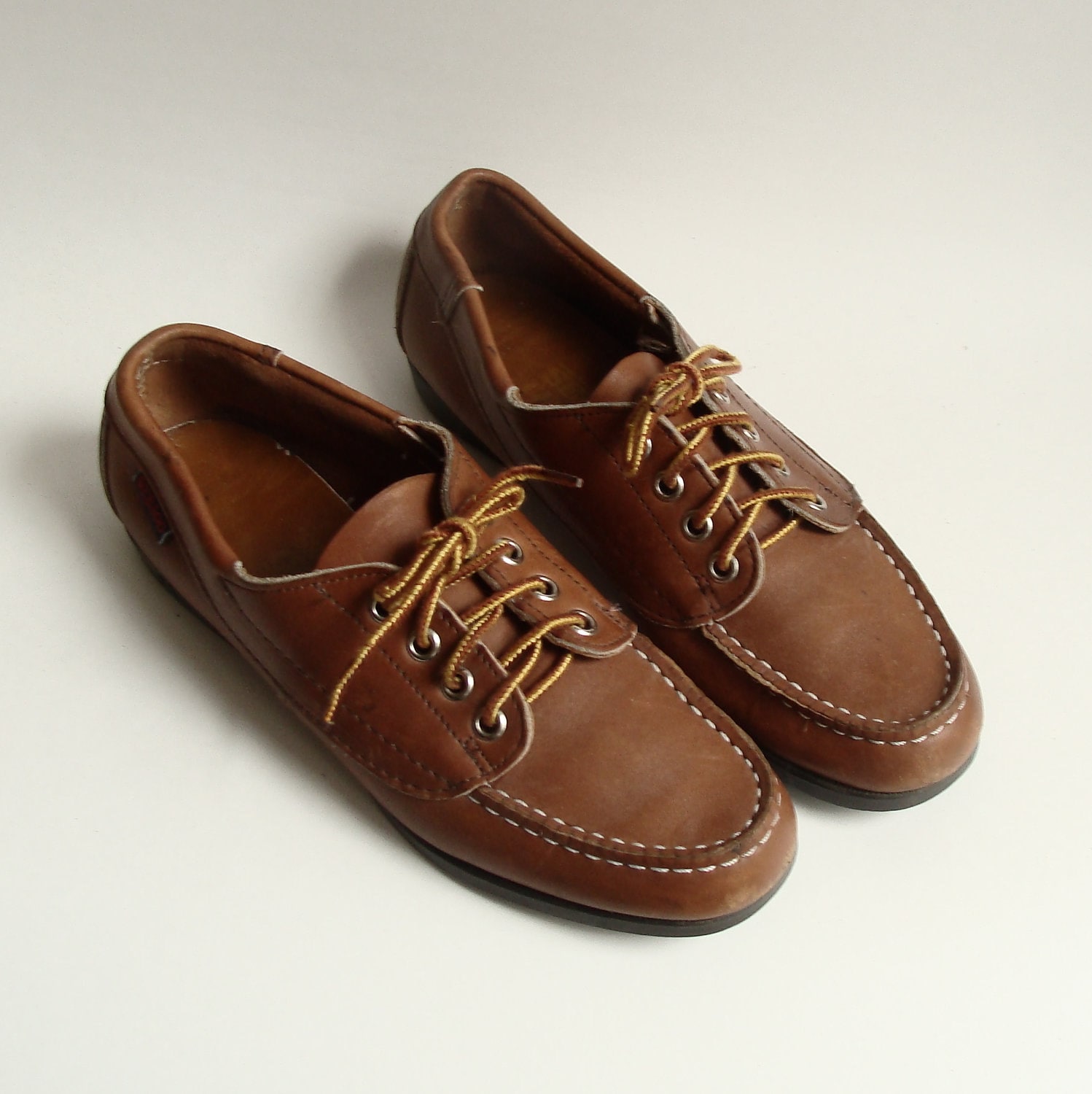 shoes size 7.5 / brown leather 80s loafers / 80s sebago