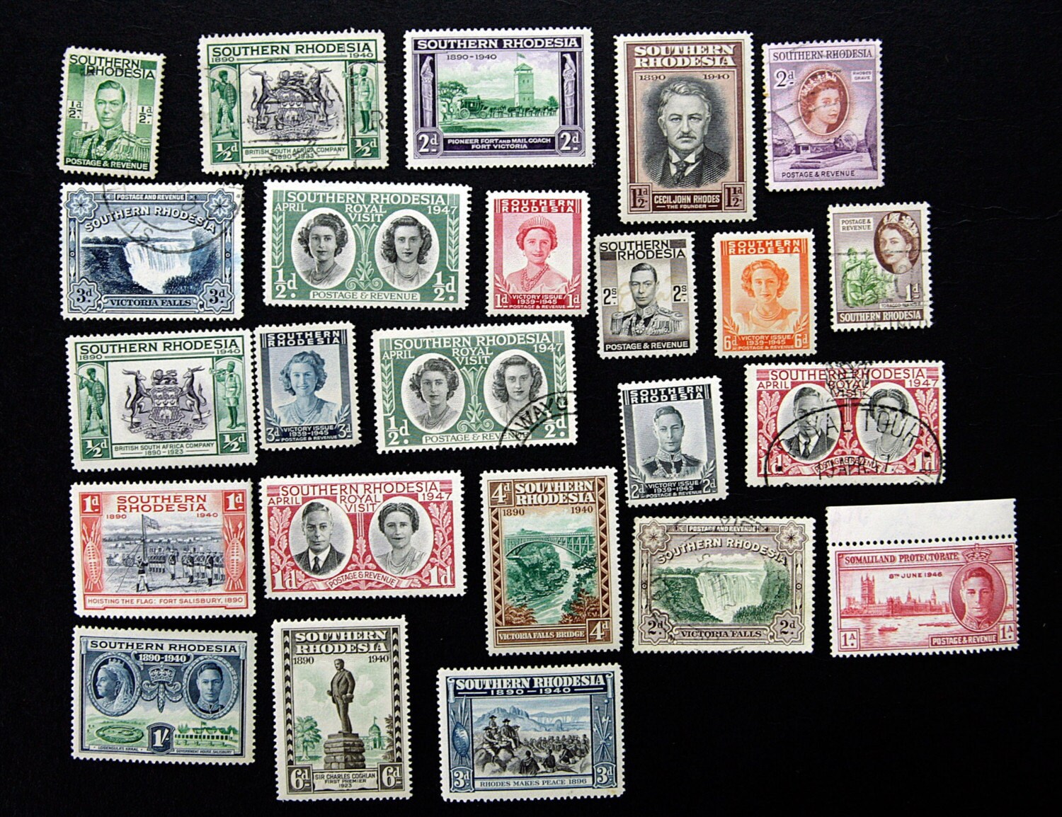 Vintage Rhodesia Zimbabwe Postage Stamps