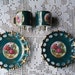 SET OF TWO Sterling China Japanese Demitasse Lusterware Teacup & Saucer, 3 Footed Courting Couple,1950's