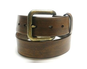 Antiqued Brown Leather Belt Handcrafted Men's Women's