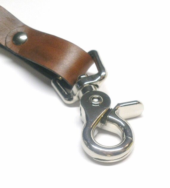 Personalized Rugged Brown Leather Keychain by CarnageLeathers
