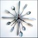 Knife Fork Spoon Clock. Great for Kitchen, Dining Room or Restaurant. Brushed Finish