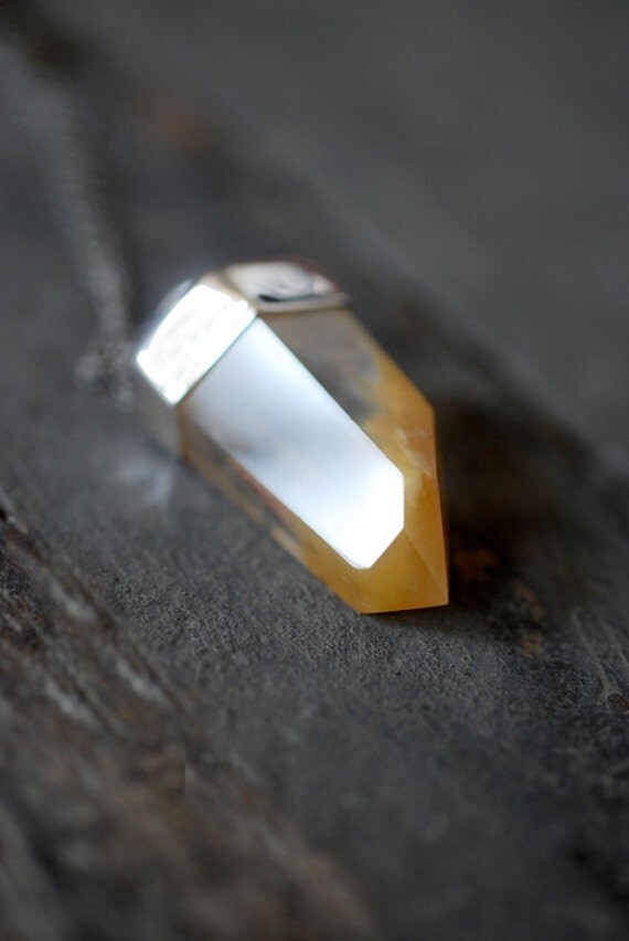 Orange Ombre Quartz Crystal Pendant