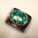 Wide Hammered Sterling Silver Cuff Bracelet with Huge Turquoise Stone