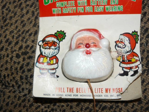 rare vintage santa claus lapel pin nose lights up mint on rare vintage santa claus lapel pin nose lights up mint on