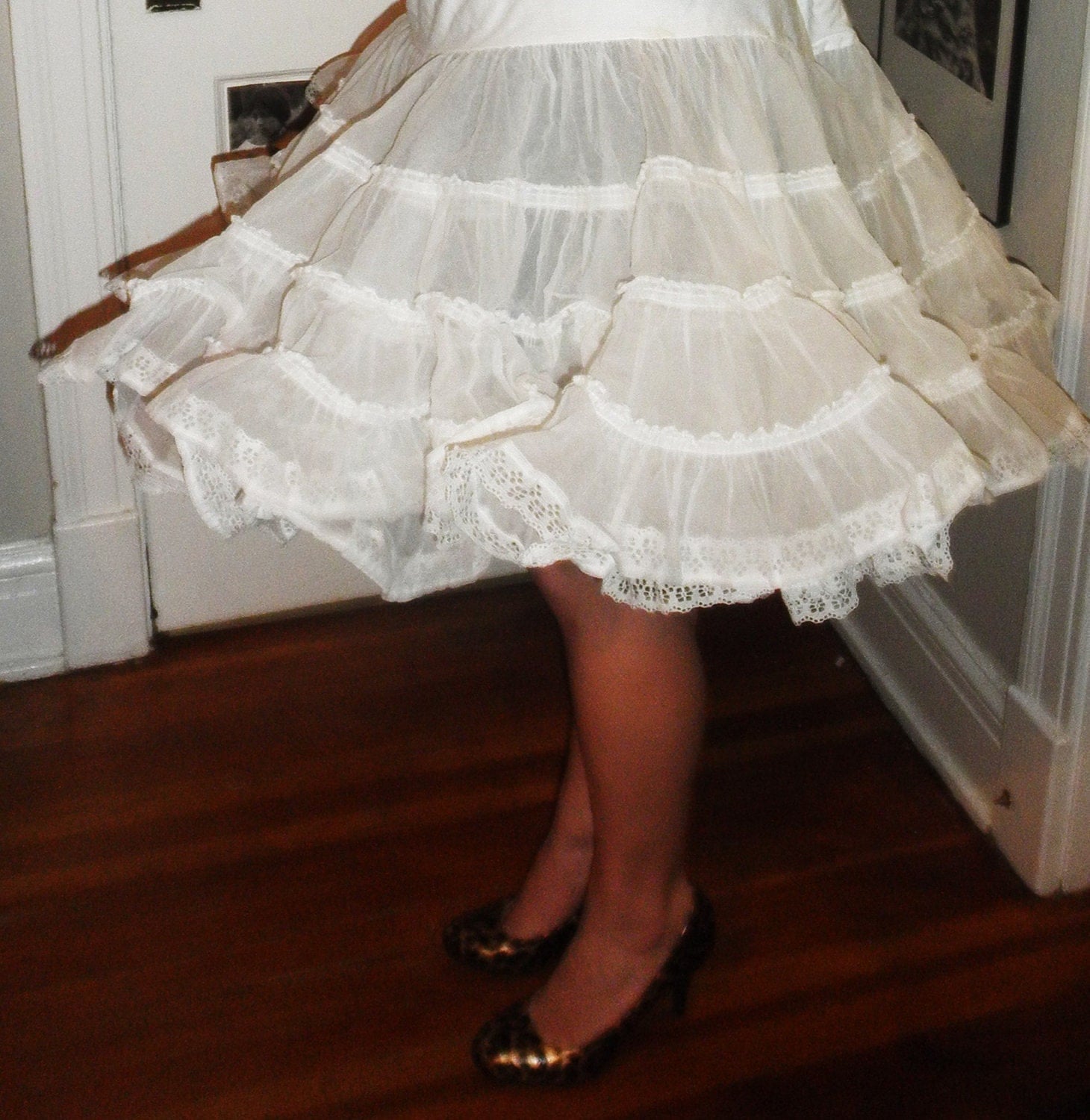 White Crinoline Slip 1950s Rockabilly Petticoat Plus Size L/XL