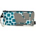 Metropolitan Bangle Wristlet Teal Geometric Print Grey Leather Flower Appliqué