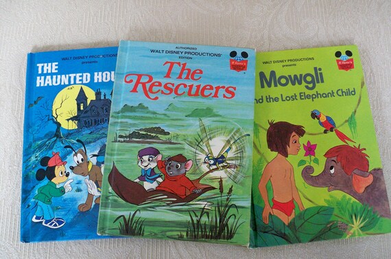 vintage Set Disney Three Books random of 1970's  Vintage usa house Children's