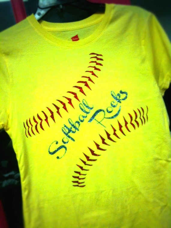 Softball or Baseball Rocks t shirt with by Rocknmamadesigns