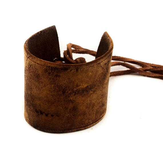 Vintage Leather Cuff Bracelet Men's Women's Lace Laced