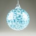 Blown Glass Ornament Suncatcher Ball Denim Blue and White Speckle
