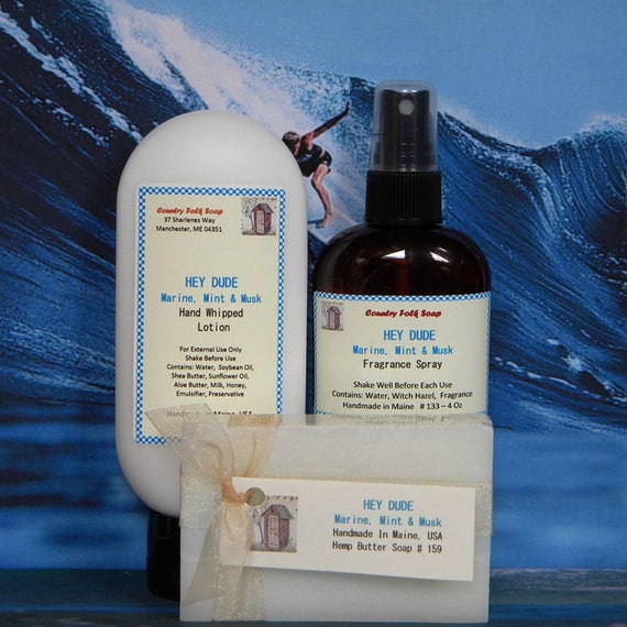 HEY DUDE Mens Bath Soap Gift Set Marine Mint & by CountryFolkSoap