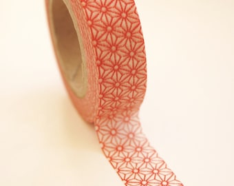 Washi Tape - 15mm - Red and White Geometric Pattern - Deco Paper Tape no. 341