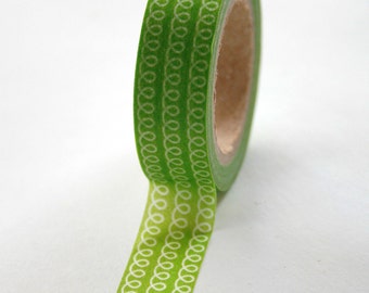 Washi Tape - 15mm - Green Loop - Deco Paper Tape No. 87