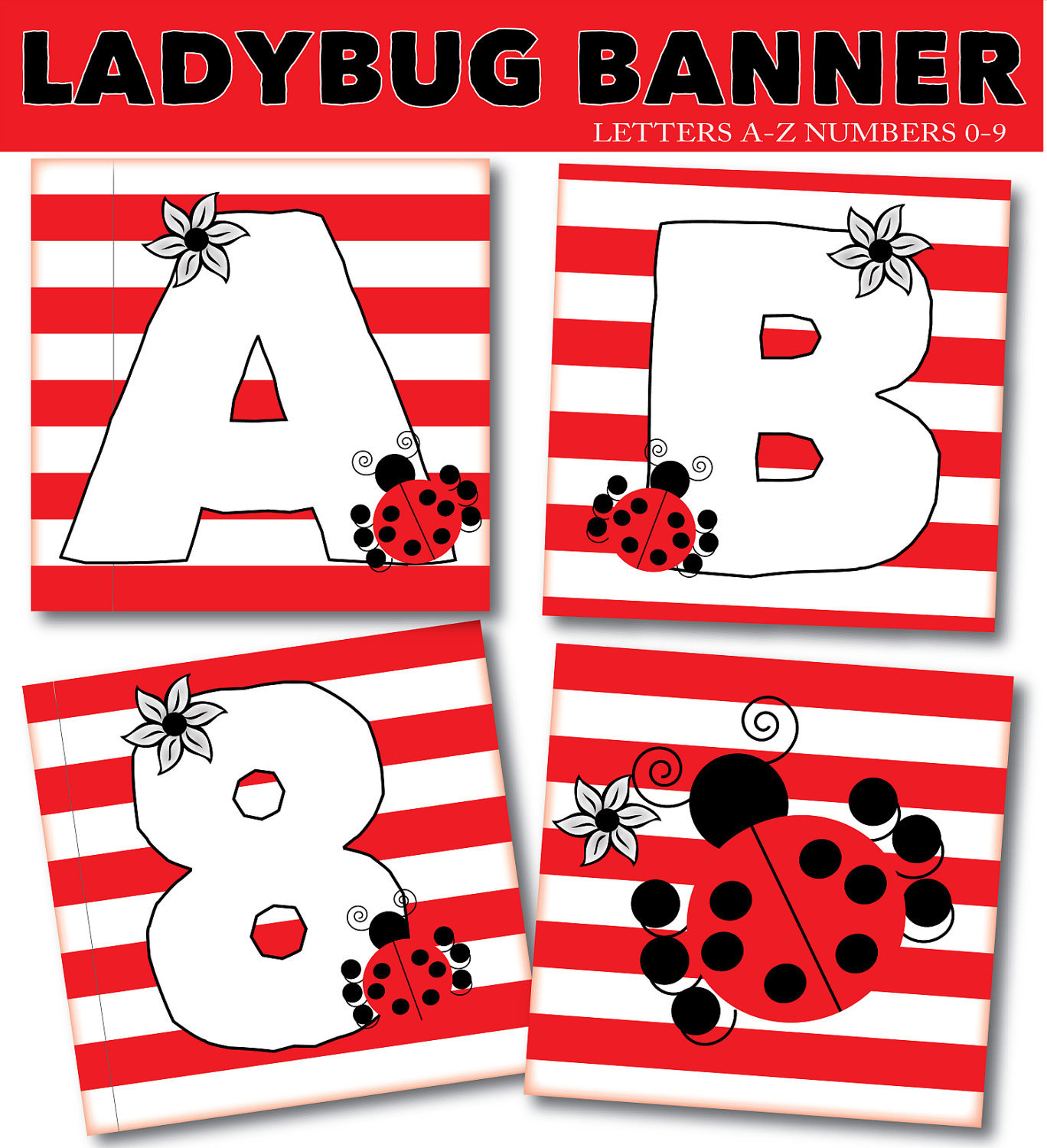 items similar to ladybug birthday banner letters a z