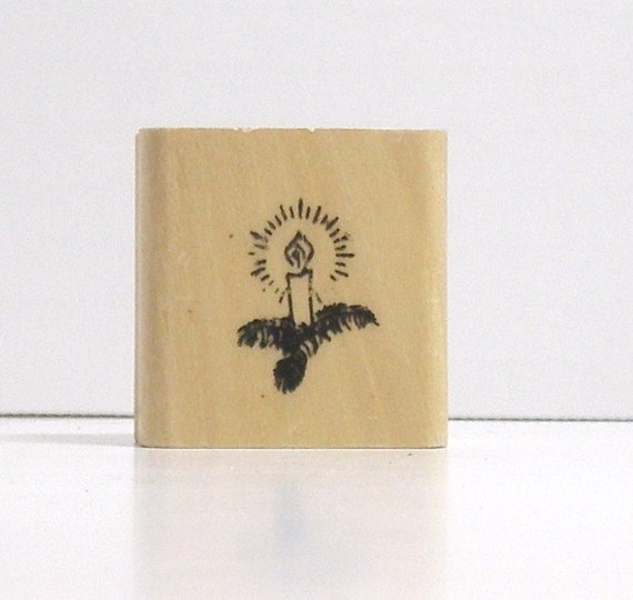 Download Candle in the Holly Rubber Stamp