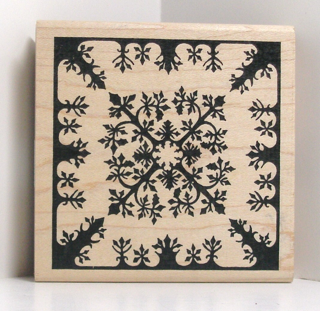 LARGE Ornate SQUARE Design Rubber Stamp JudiKins