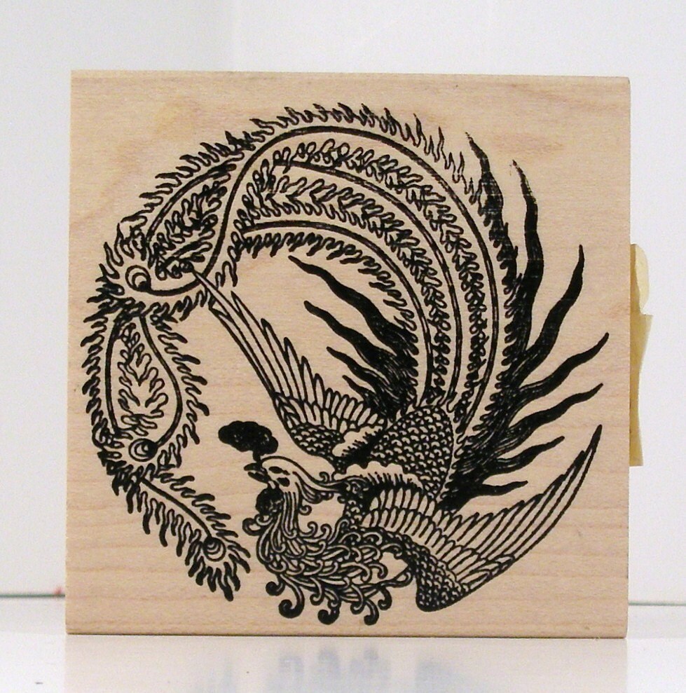 Asian Phoenix Circle Rubber Stamp Francisco