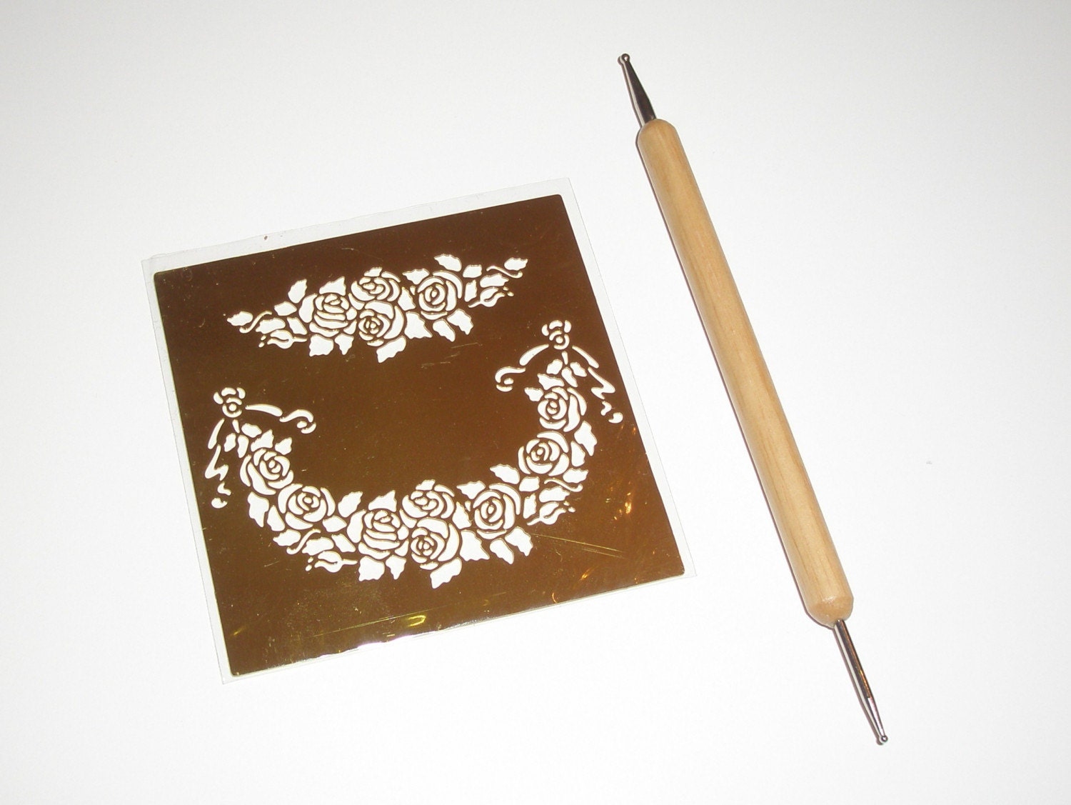 Brass Paper Template Embossing Stencil SWAG Of ROSES With