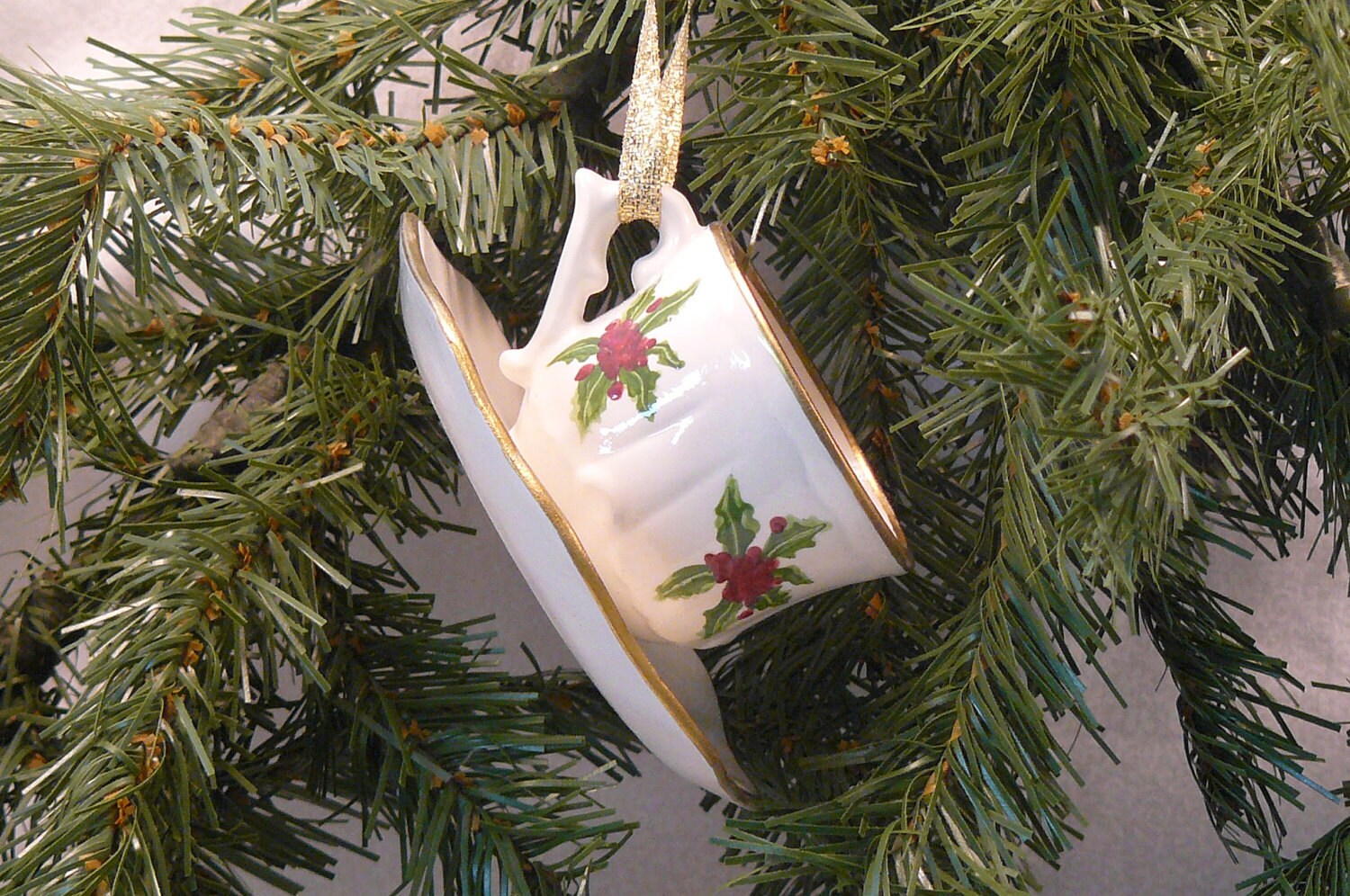 Ceramic Ornament Tea Cup Cup of by GrapeVineCeramicsGft