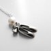 Tiny Silver Ballet Shoe Necklace With Pearl Silver Chain