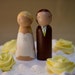 Personalized Wood Peg Doll Wedding Cake Topper