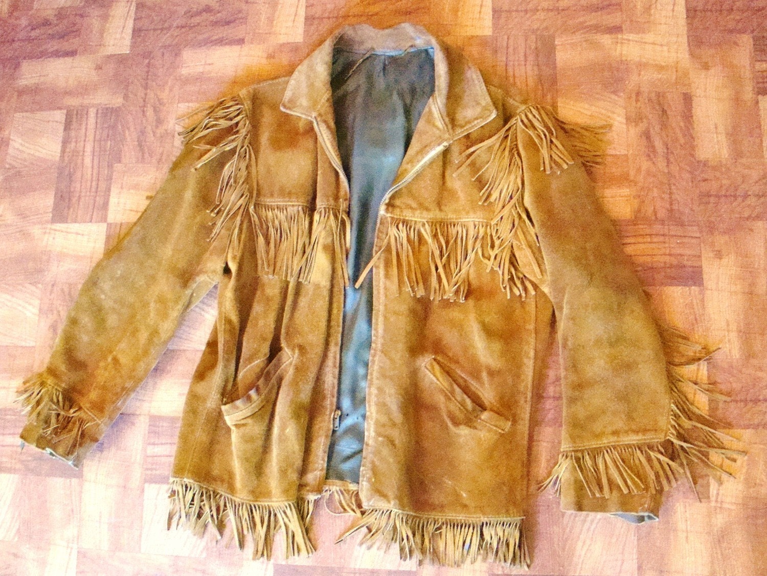 Vintage 60s Mens Buckskin FRINGE Jacket Haight Ashbury Hippie