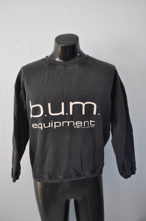 Vintage BUM Equipment Sweatshirt 90s Faded Black Workout Gear