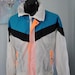 Vintage Neon Windbreaker by Horizon Track Jacket White Orange Black Turquoise Aqua Blue 80s 90s Medium Large