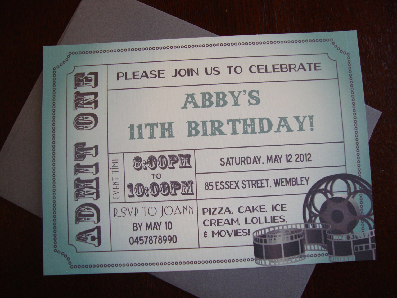 diy printable movie ticket birthday invitation