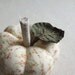 Cream Floral Pumpkin Pincushion with Leaf
