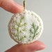 Hand Embroidered Herb on Linen Ornament or Pendant