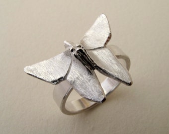 Origami Jewelry Silver Butterfly Ring Origami Butterfly