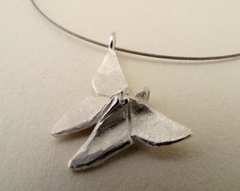 Origami Jewelry Silver Butterfly Pendant Origami Butterfly