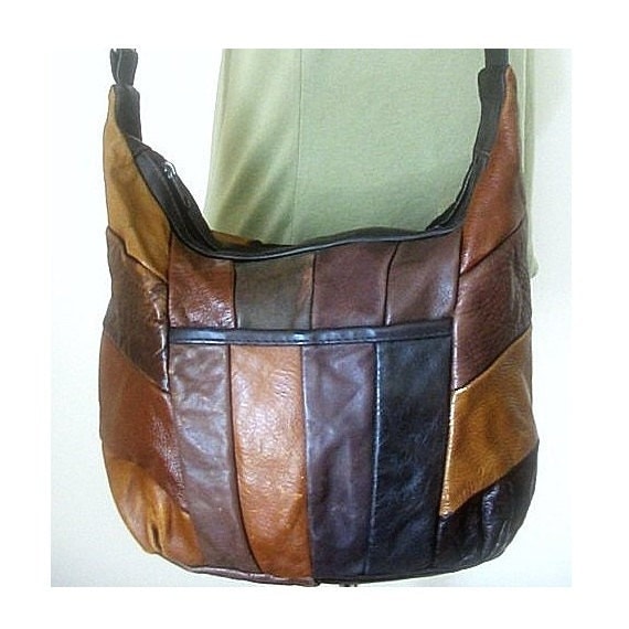 Vintage 1980's Leather Patchwork Purse // Brown by rockvintagesoul