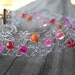 Adjustable to plus size crochet wire bracelet pink and orange beads