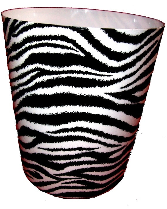 Zebra Print Waste Basket Trash Can by ourSHINEdesigns on Etsy