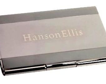 Custom 2-Toned Business Card Holder Free Engrave Gift