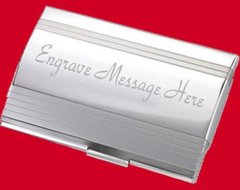 Custom Dome Striped Business Card Holder Free Engrave Gift Idea